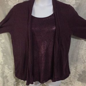 5/$25👚 plus  2X White Stag plum sparkle blouse